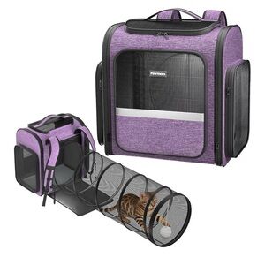 Pet Backpack with Play Tunnel - Black